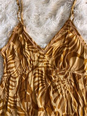 Sleeveless Mustard Yellow Printed Maxi Dress